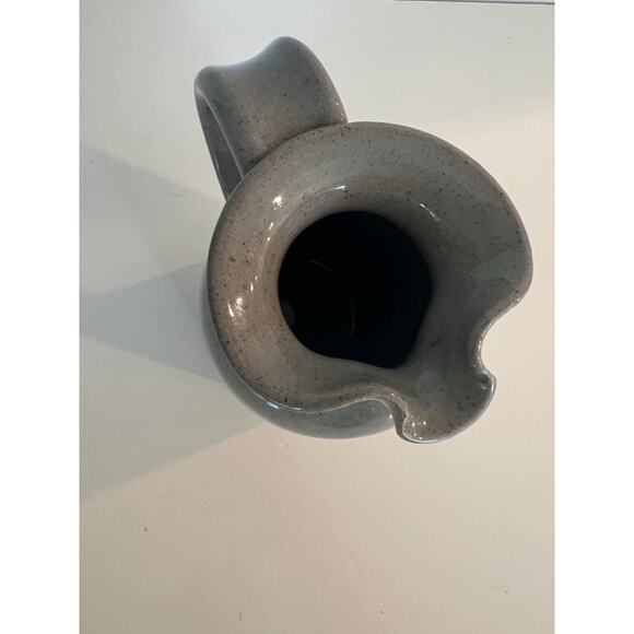 Hand Crafted Pottery Stoneware Blue & Gray Salt Glazed Pitcher Signed JL - Picture 5 of 9
